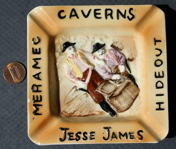1960s Meramec Caverns Stanton Missouri Jesse James Hideout ashtray-Route 66 too!