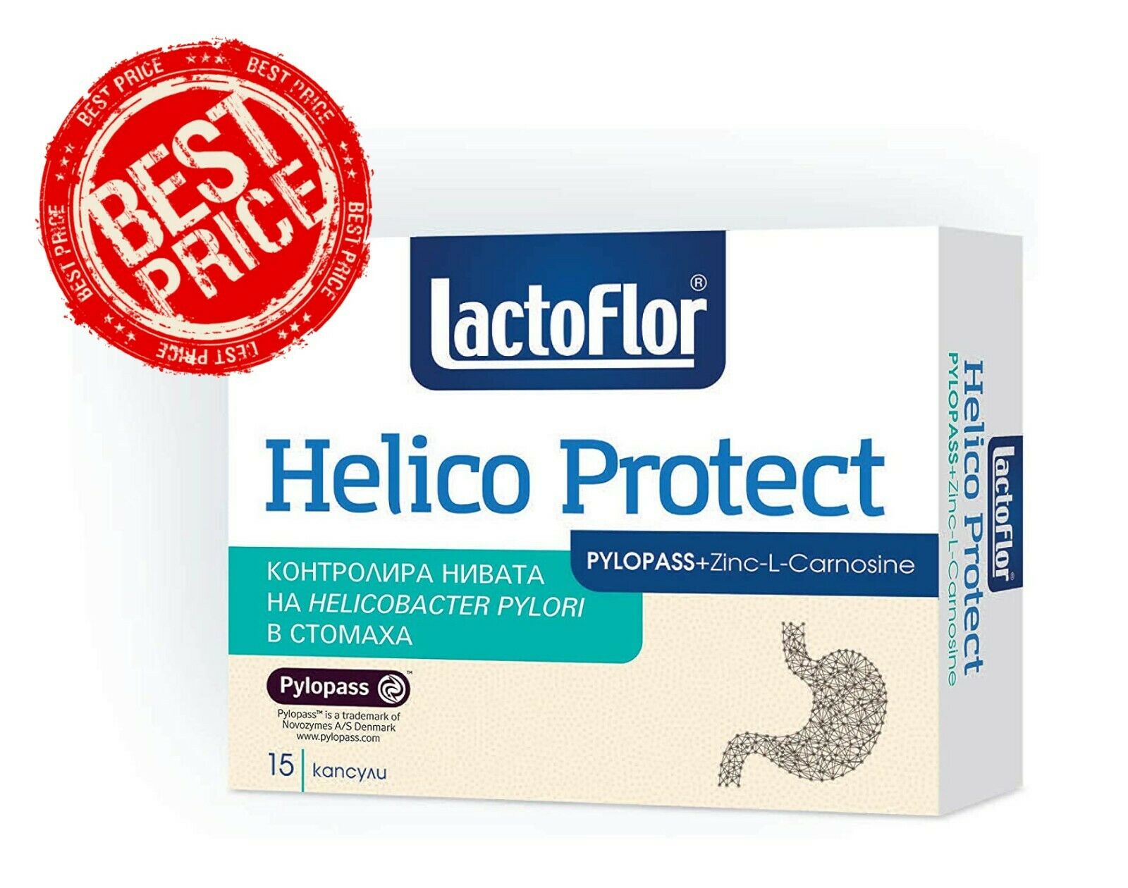 100% Lactoflor Helico Protect Probiotic Zinc PYLOPASS Counteracts the H. Pylori