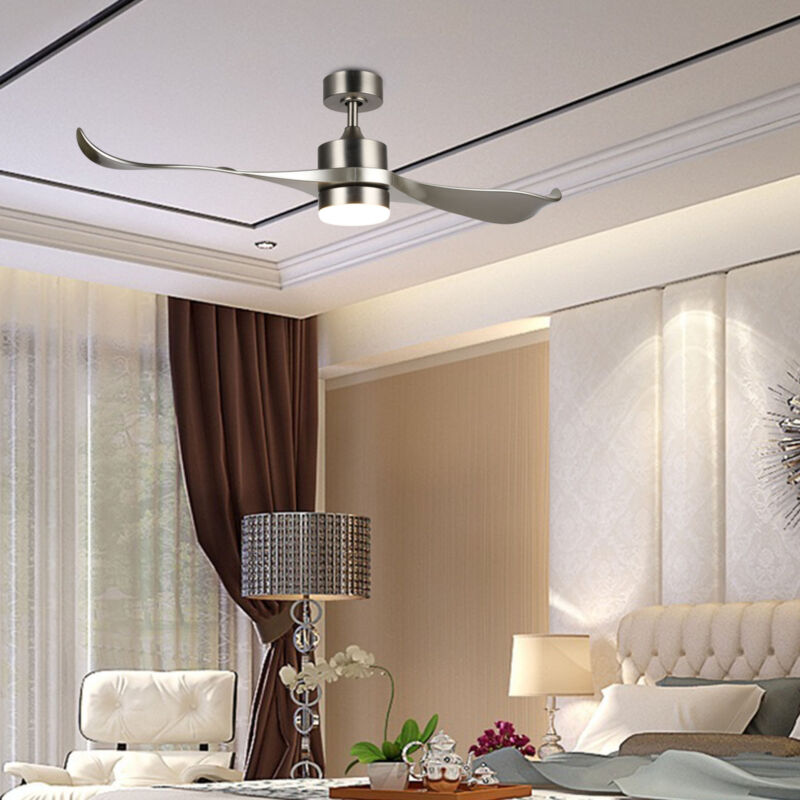 52" Ceiling Fan Brushed Nickel With Remote 2 Abs Blades 3 Color Led Light Kit