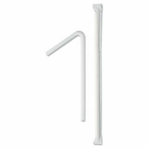 10,000 Pack Solo 875wx Plastic Super-jumbo Flexible Straw, 7 5/8" X 0.3"