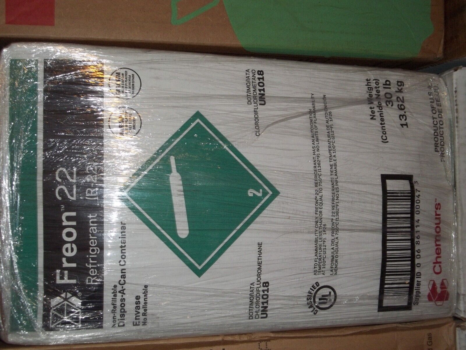 30lbs Brand New  30 Lb R-22 30 Lb New Factory Sealed  30 Lbs Chemours  Fast Ship