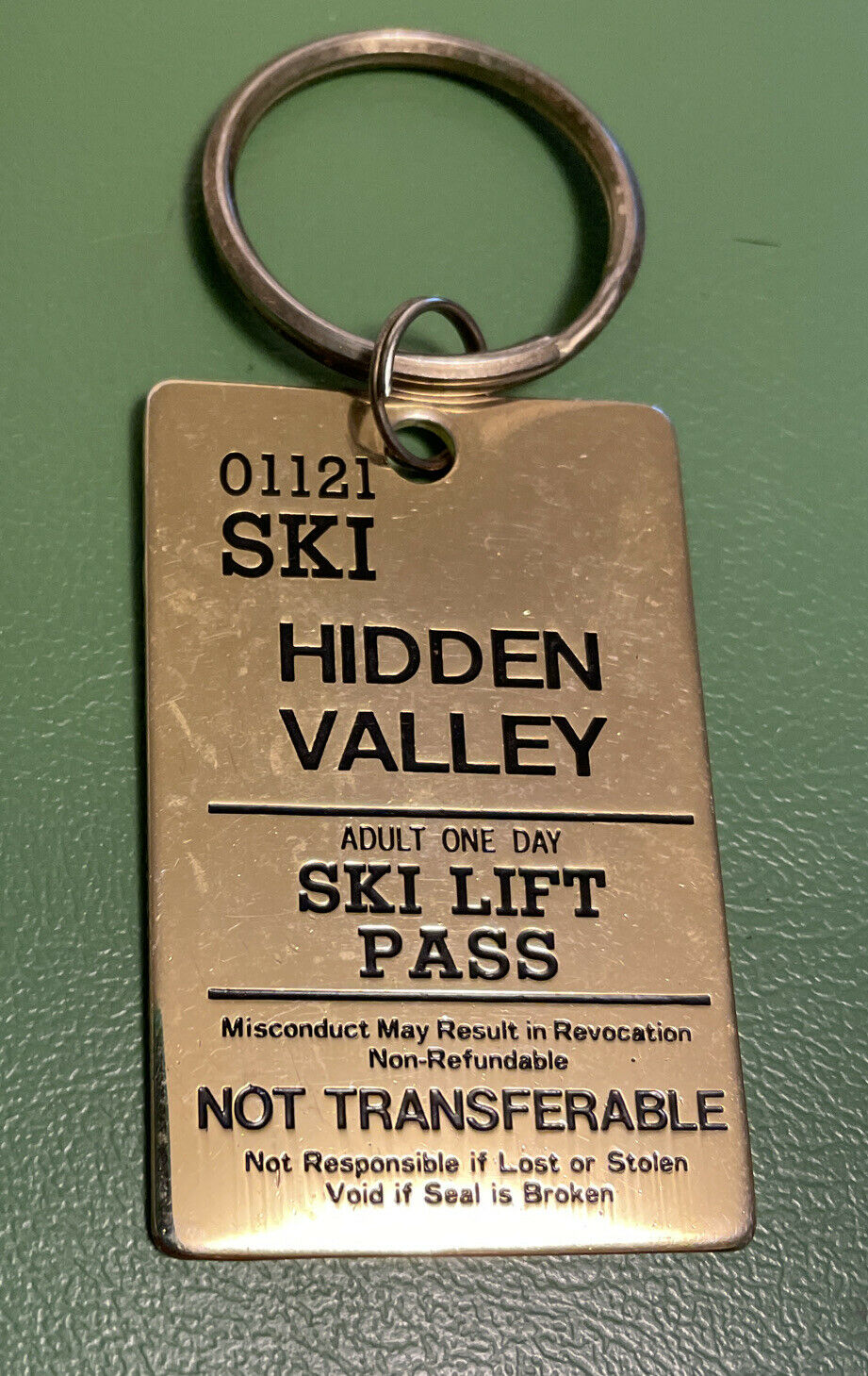 Ski Hidden Valley Brass Keychain Vintage Lift Ticket