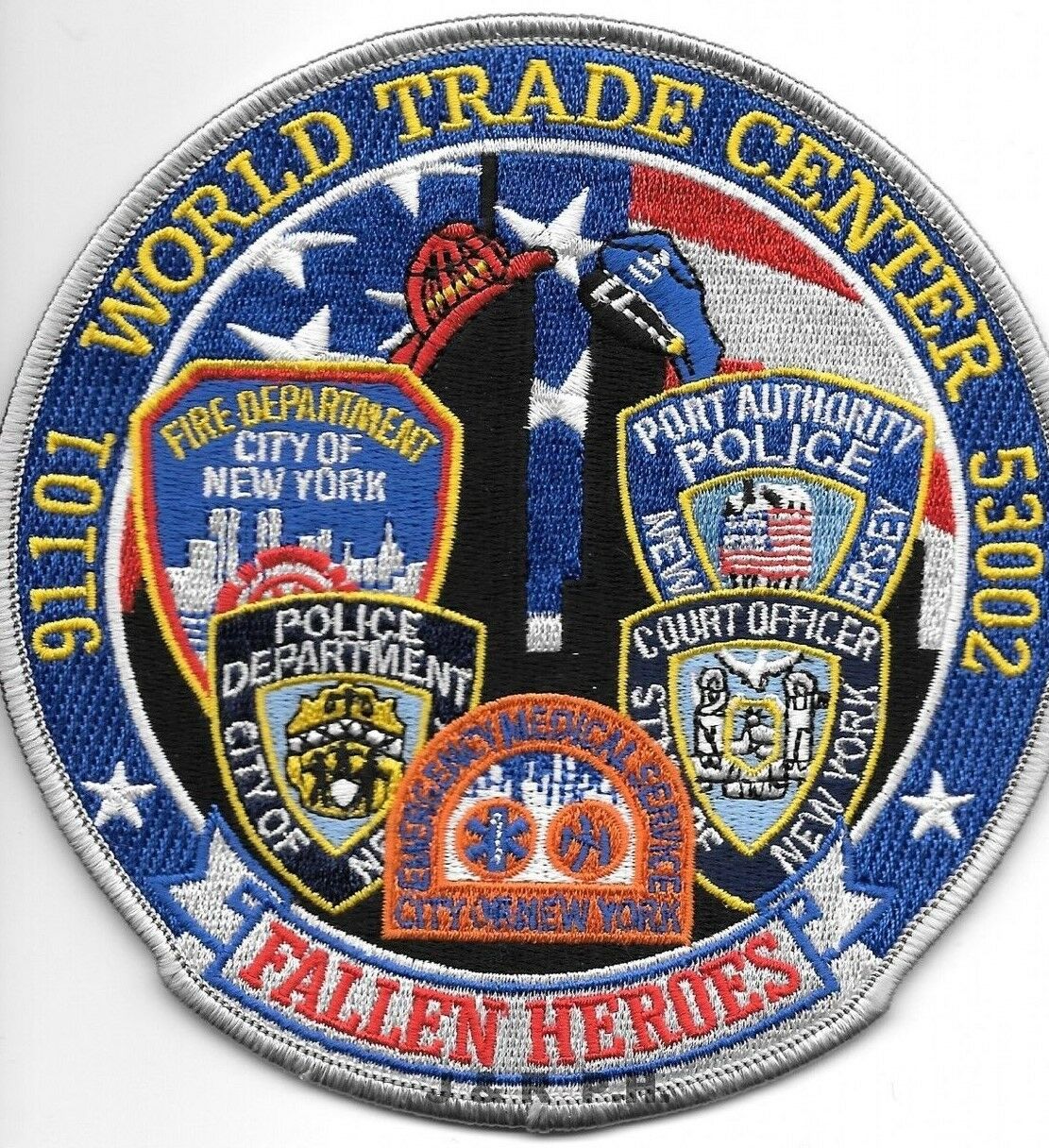 9-11-01 Tribute - W.t.c.  Fallen Heroes - Blue  (5" Round Size)  Fire Patch