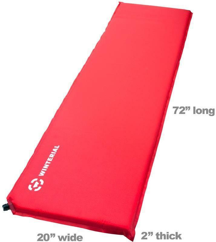 New Winterial Lightweight, Self-inflating Sleeping Pad, Camping Mat, Red