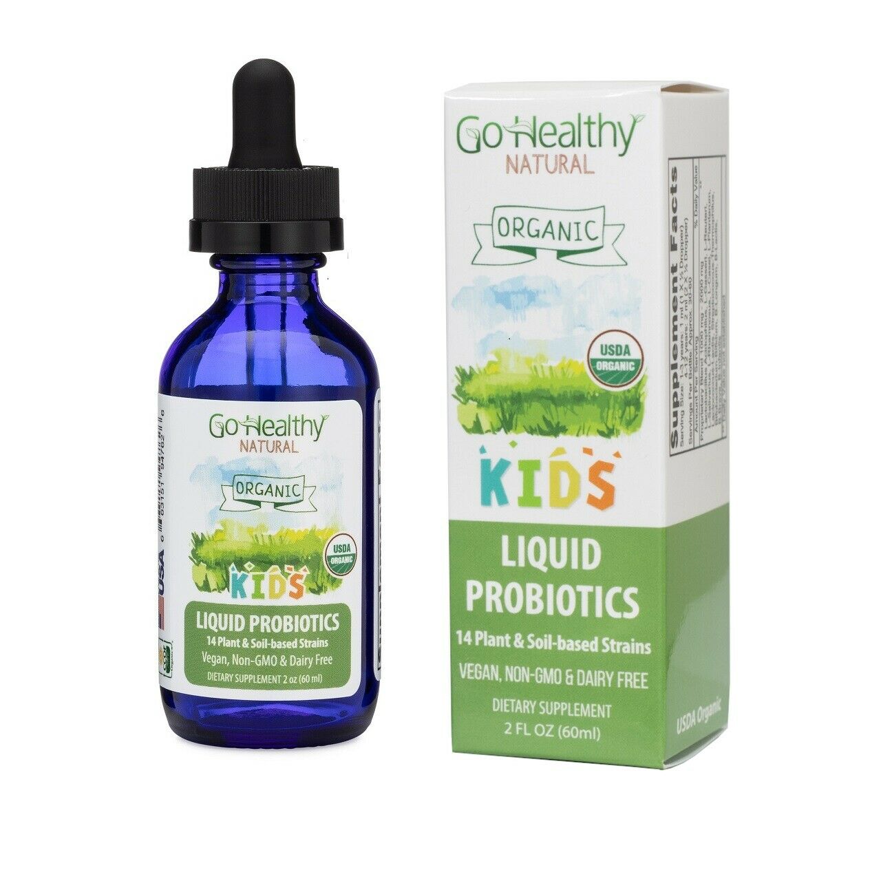 Go Healthy Natural Kids Liquid Probiotics with Enzymes, USDA Organic, Vegan