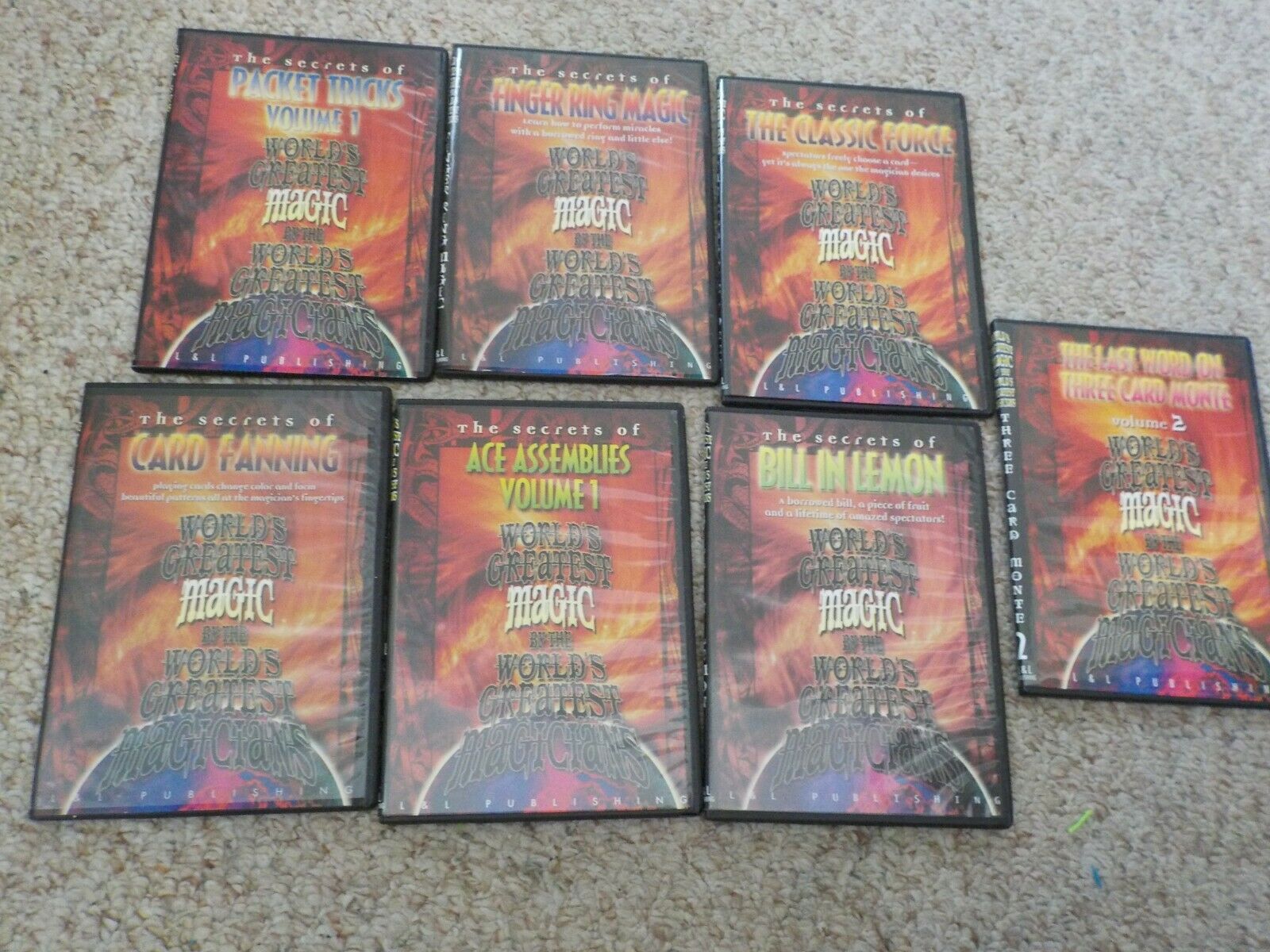 7  World Greatest Magic Dvd Card Fanning ,3 Card Monte ,finger Rings ,force