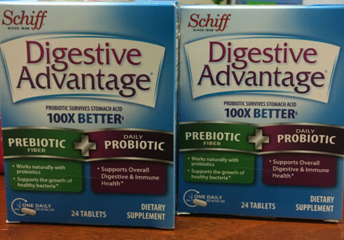 2 Digestive Advantage Prebiotic Fiber + Daily Probiotic  24 Tablets Each C Pics