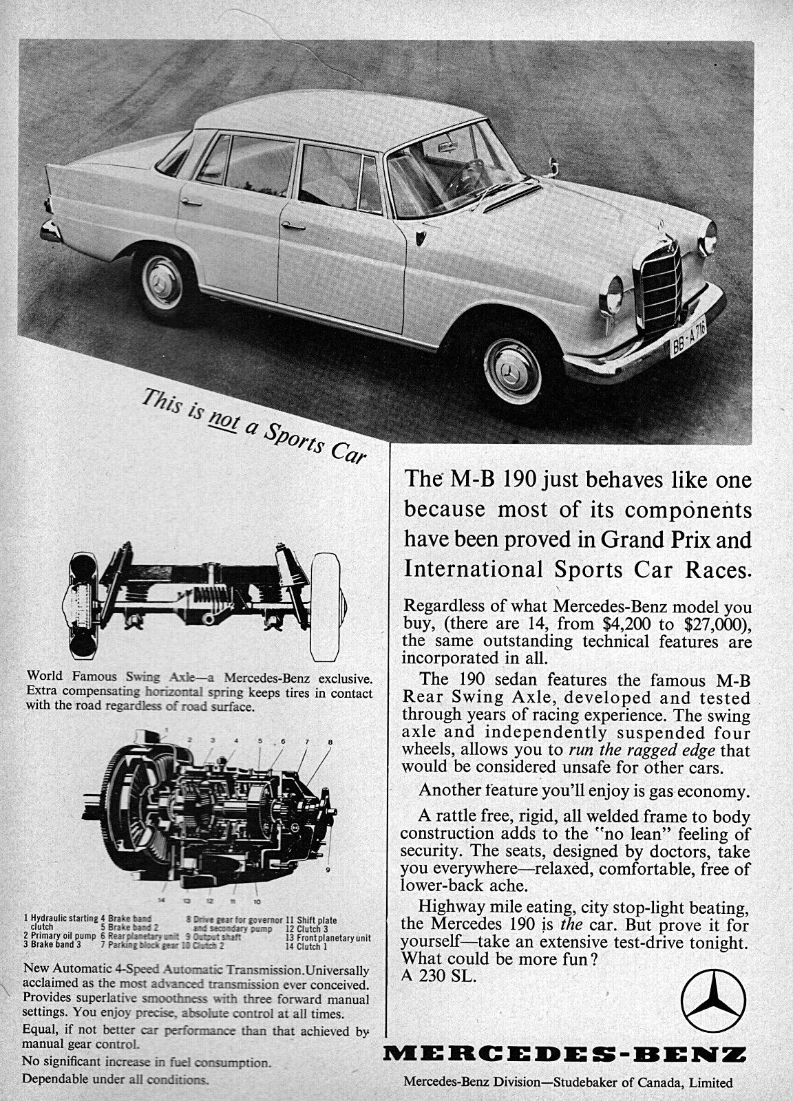1964 Mercedes-Benz 190 Sedan W110 Original Ad