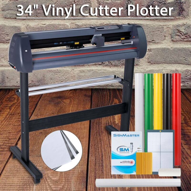 34" Vinyl Cutter / Plotter, Sign Cutting Machine W/software+3 Blades&lcd Screen