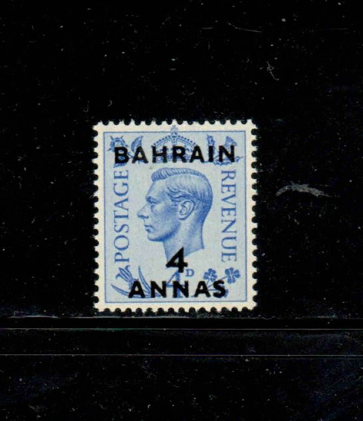BAHRAIN #77 1950 4a ON 4p KING GEORGE VI MINT VF LH O.G b
