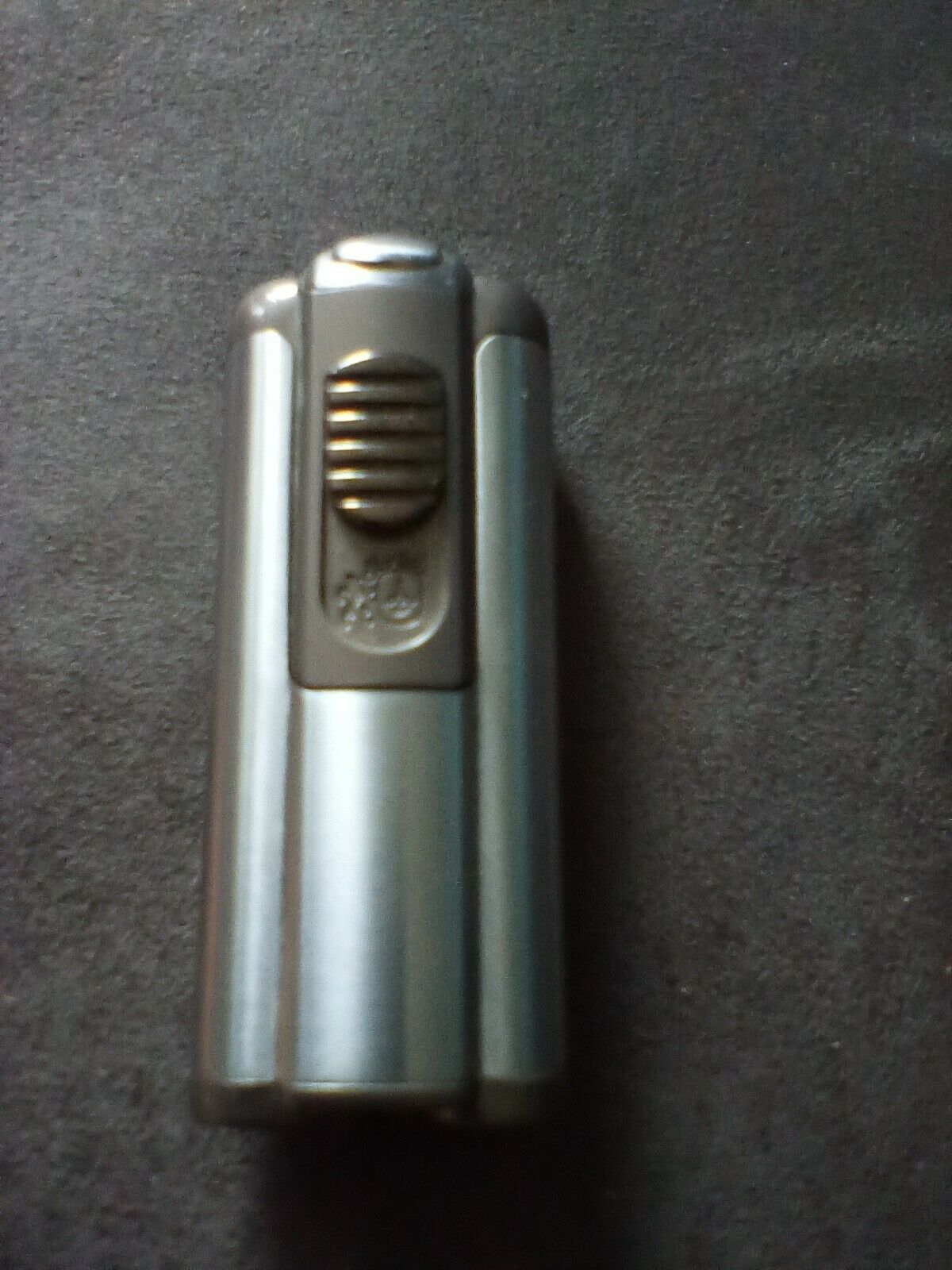 Vintage Colibri ' Silver Dual Cigar Punch Butane Lighter Works Tested Used
