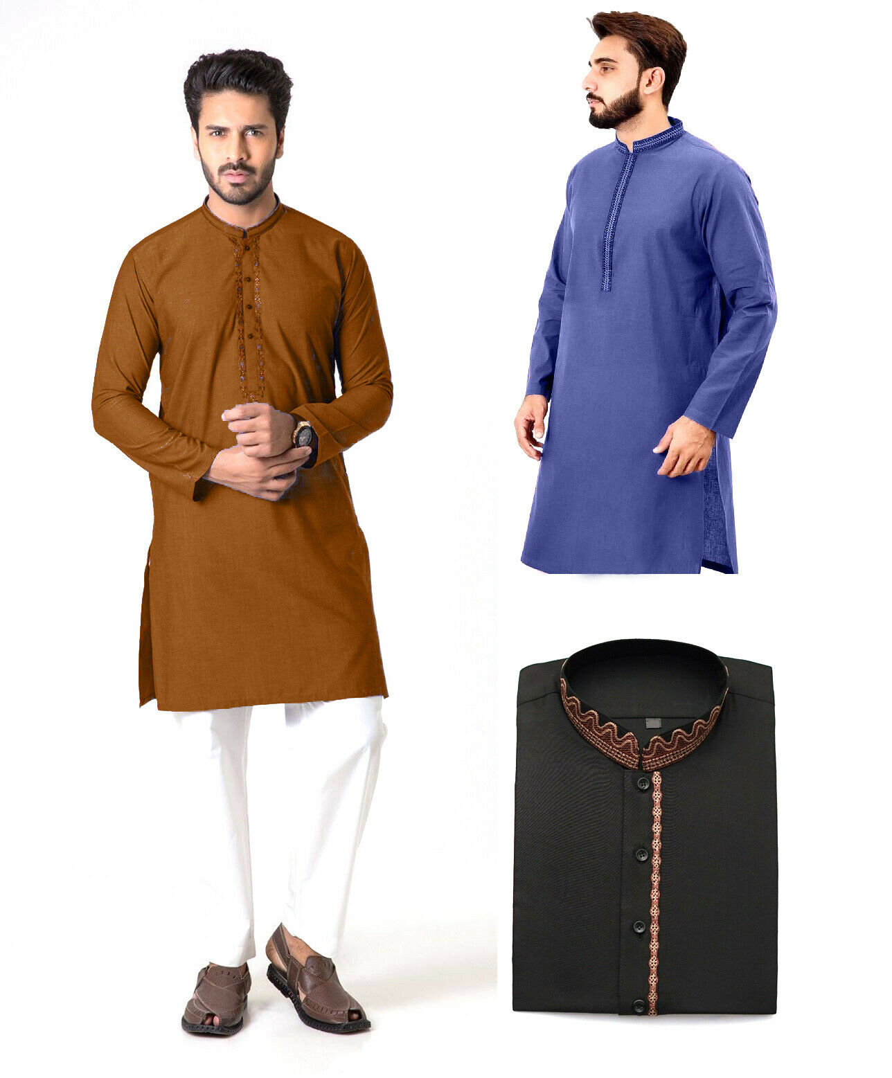Men Kurta Shalwar Pakistani Indian Dress New Eid Casual Dress Sizes