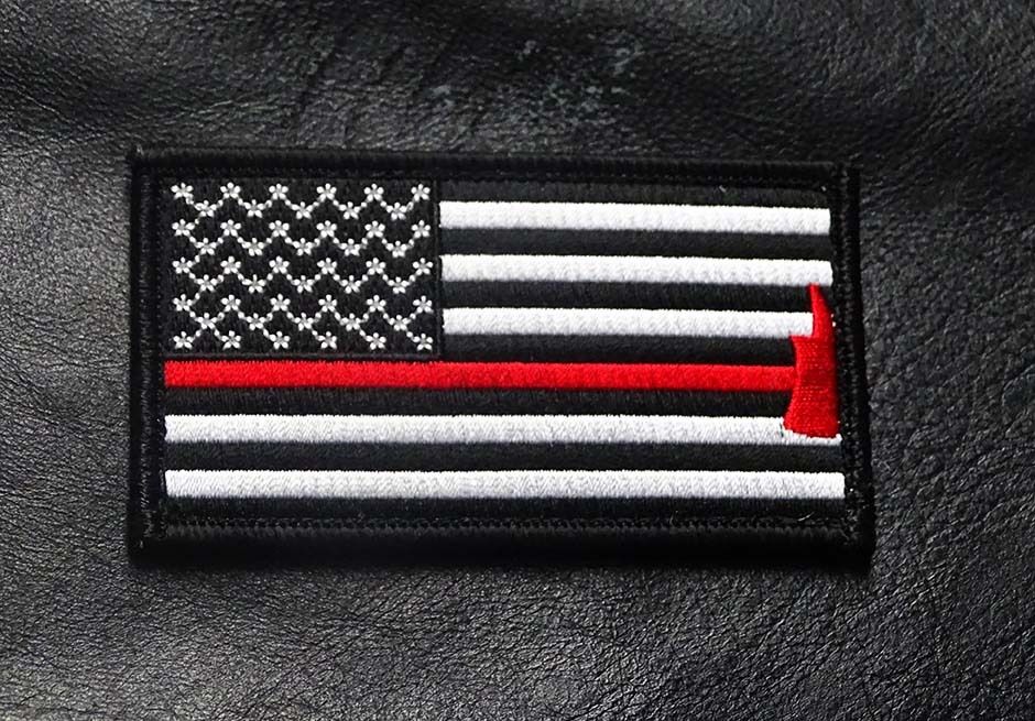 Fire Fighter Thin Red Line Axe Usa Flag 3.5 Inch Hook Patch