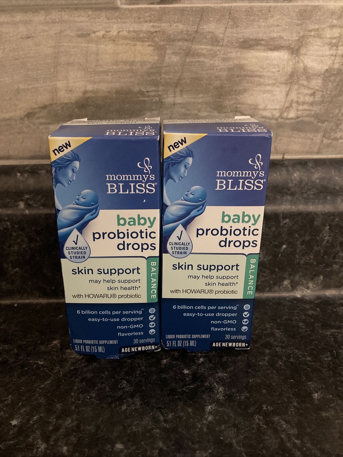 Mommy's Bliss Baby Probiotic Skin Support Drops .51 Fl  Oz Exp. 04/2024 New 2Ct
