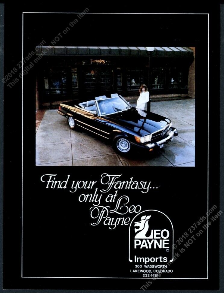 1982 Mercedes Benz 450 SL 450SL black car GREAT photo CO dealer vintage print ad