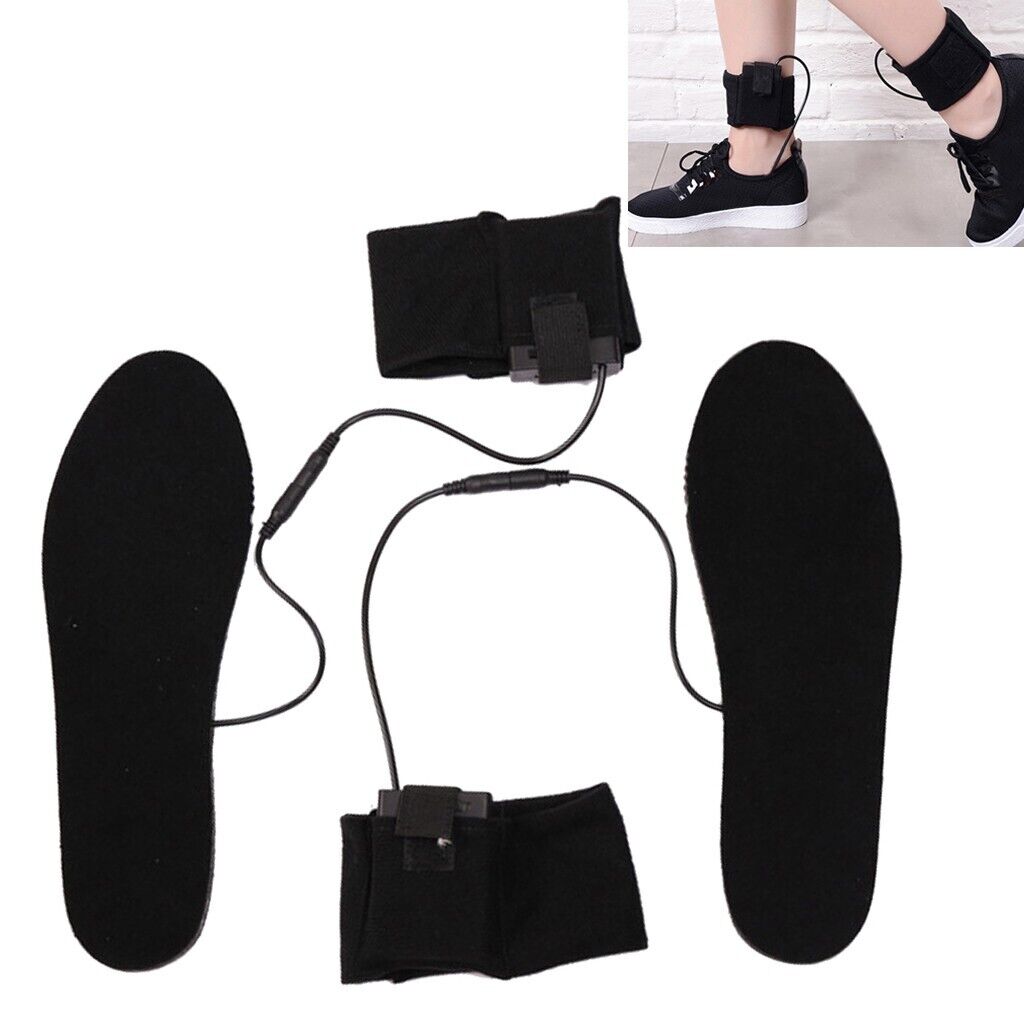 Portable Heated Insoles Foot Warmer Heater Heat Shoes Boots Pad With Leg Strap