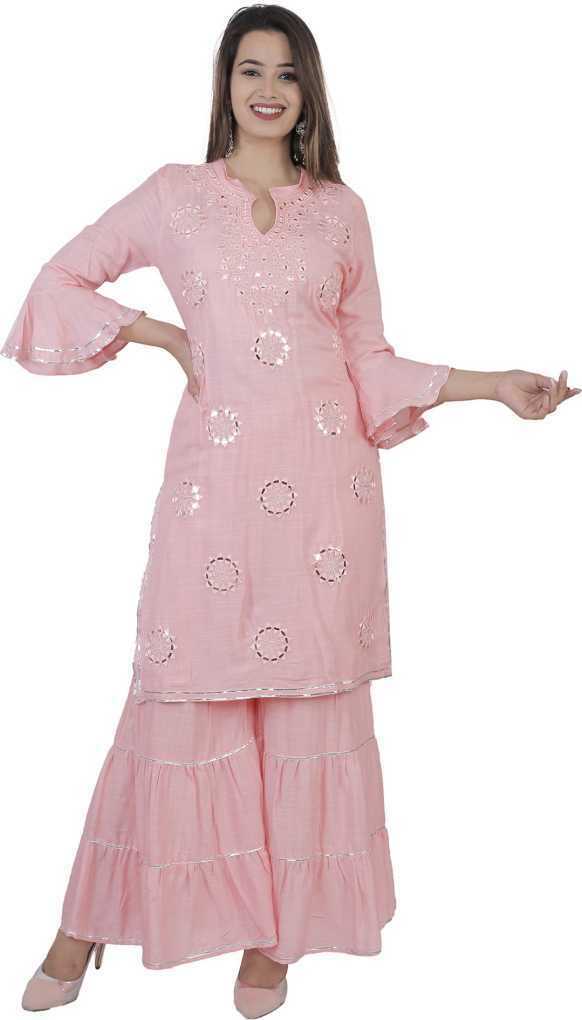 Women Kurta Kurti With Sharara Dress Set Ethnic Designer Top Tunic Salwar Kameez