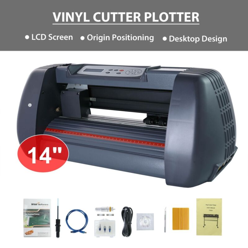 14" Vinyl Cutter Plotter Cutting Sign Maker Sticker Print Graphics Lcd Screen
