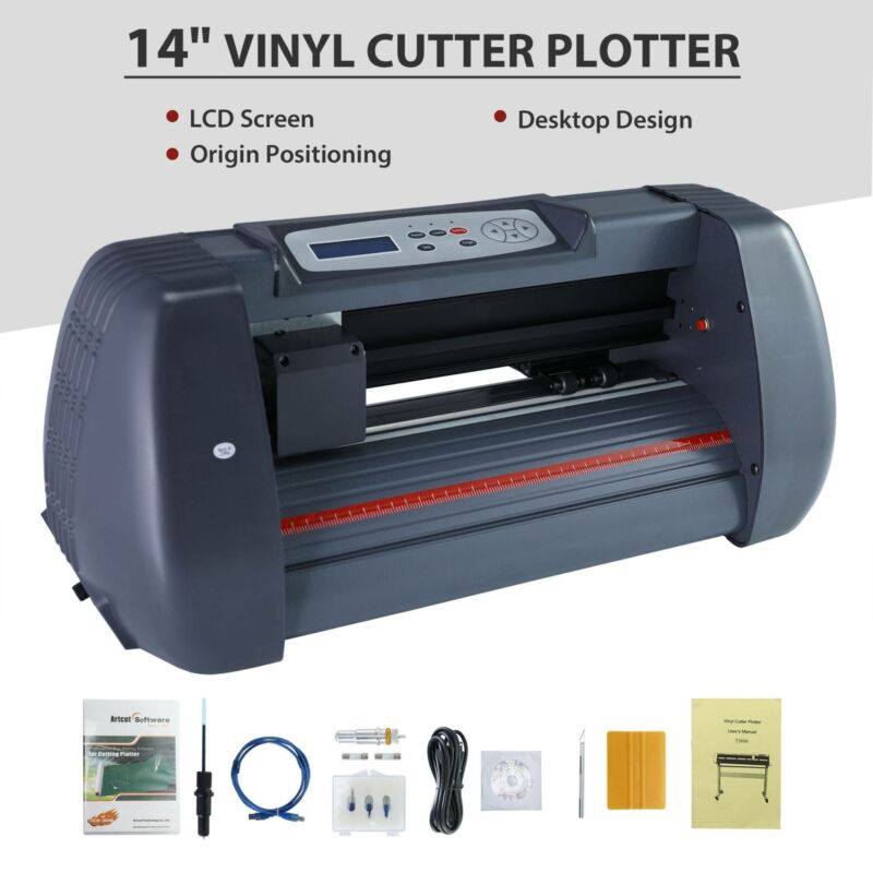 14"vinyl Cutter / Plotter, Sign Cutting Machine W/software+supplies Lcd Screen